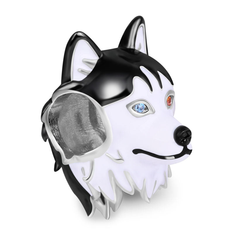 Gnoce "Athletic Partner" Heterochromia Husky Dog Charm Bead 925 Sterling Silver_2
