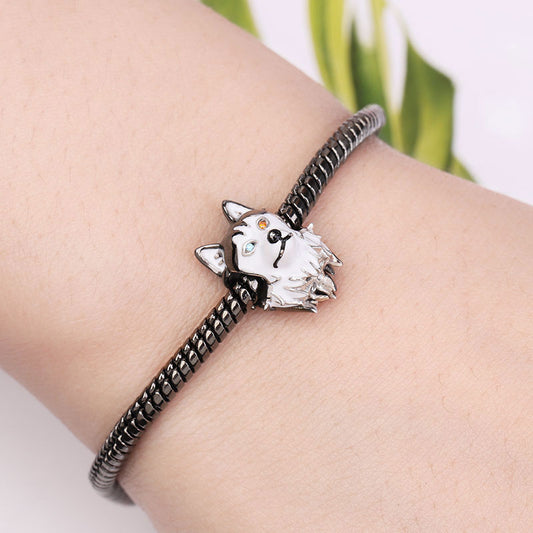 Gnoce "Athletic Partner" Heterochromia Husky Dog Charm Bead 925 Sterling Silver_3