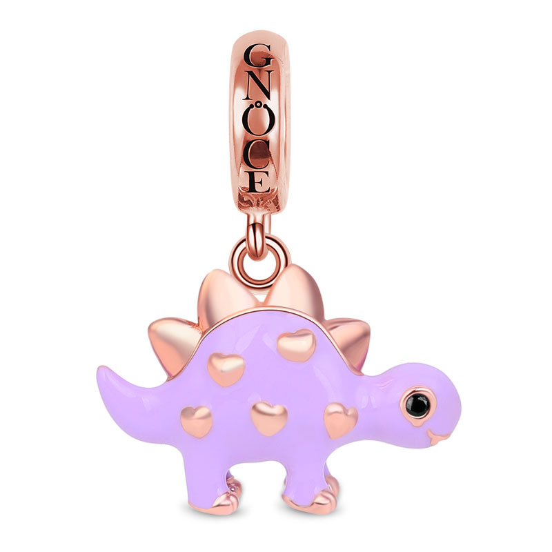 Gnoce "Back To Jurassic" Purple Dinosaur Charm Pendant Rose Gold Plated 925 Sterling Silver_1