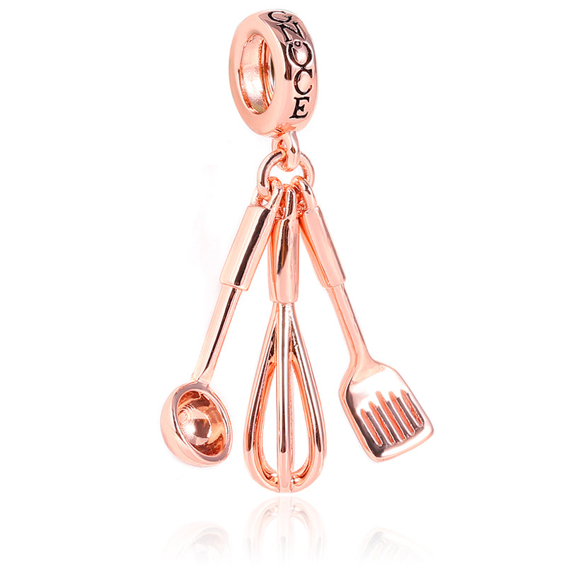 Kitchenware Pendant 18k Rose Gold Plated Sterling Silver Whisk Spatula ladle Charm_2