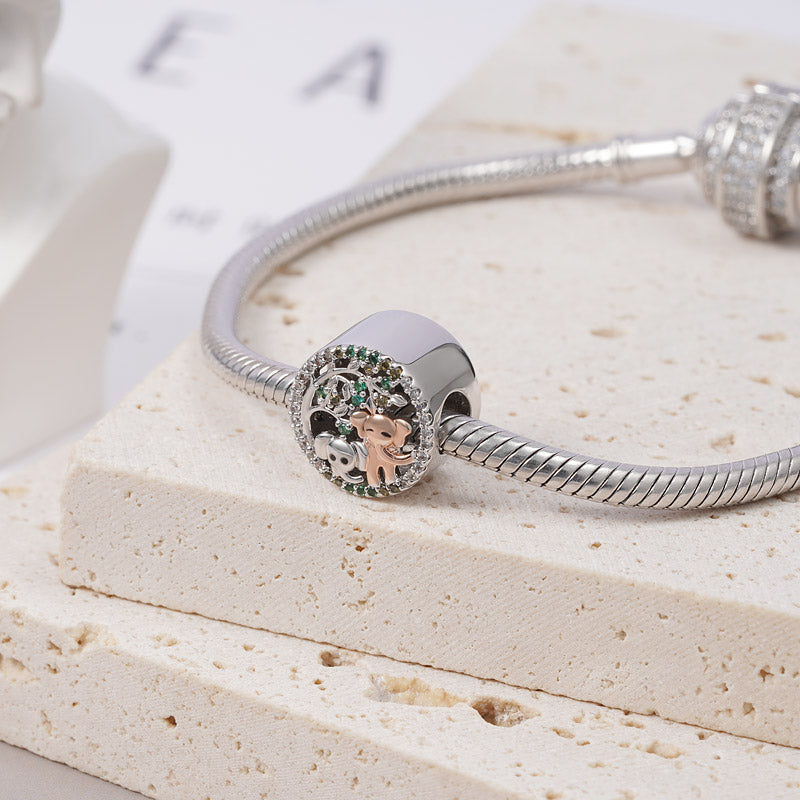 Tree of Life with Elephants Personalized Photo Charm Bead 925 Sterling Silver inlaid with Stones Mother's Day Gift_2