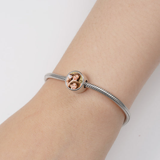 Tree of Life with Elephants Personalized Photo Charm Bead 925 Sterling Silver inlaid with Stones Mother's Day Gift_3
