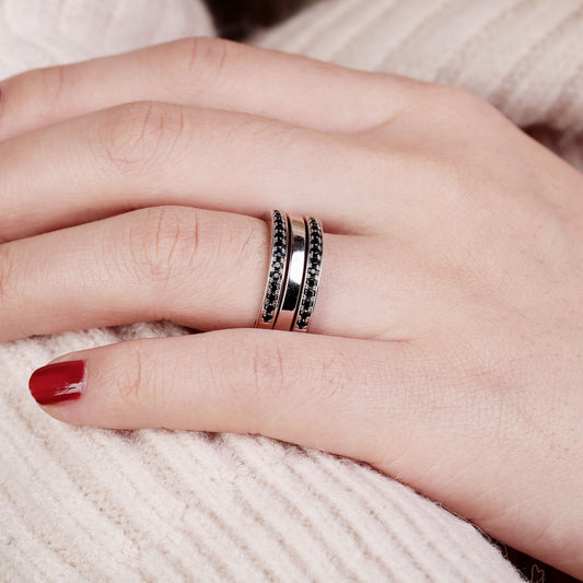 Gnoce "Life With You" 925 Sterling Silver Ring with CZ Stones inlaid_4