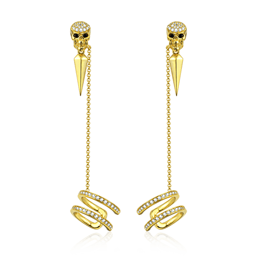 Skull Ear Cuffs 18k Gold Plated 925 Sterling Silver_1