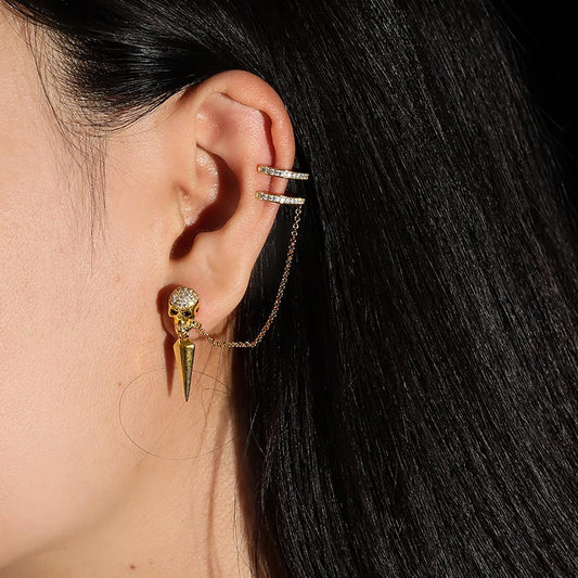 Skull Ear Cuffs 18k Gold Plated 925 Sterling Silver_3