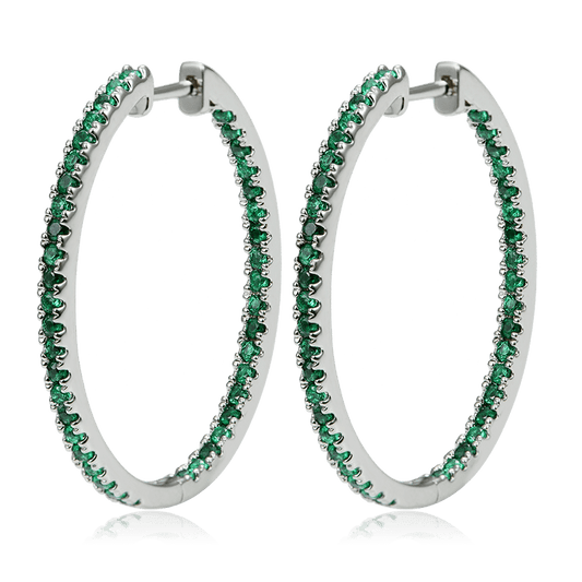 Green Crystal Hoop Earrings with Sterling Silver_1