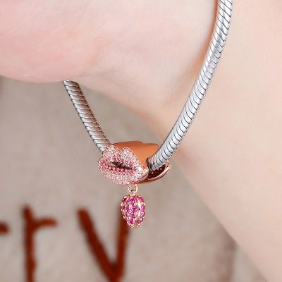 Lips with Heart Charm